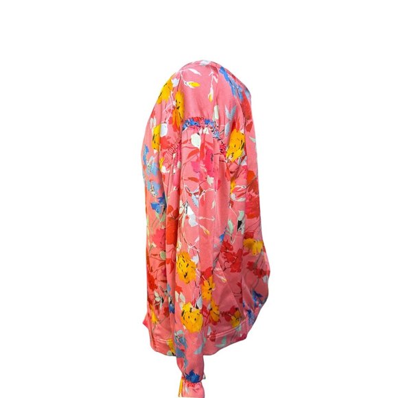 Floral Zara Basic Pink Long Sleeve Blouse With Button Back & Elastic Cuffs XS - Picture 3 of 8